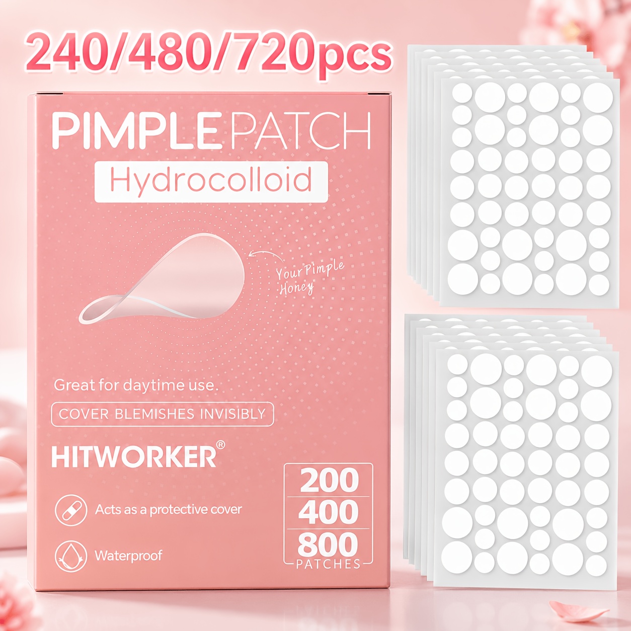 Face Oil - 240/480/720pcs Hydrocolloid Blemish Cover Patches, Tea