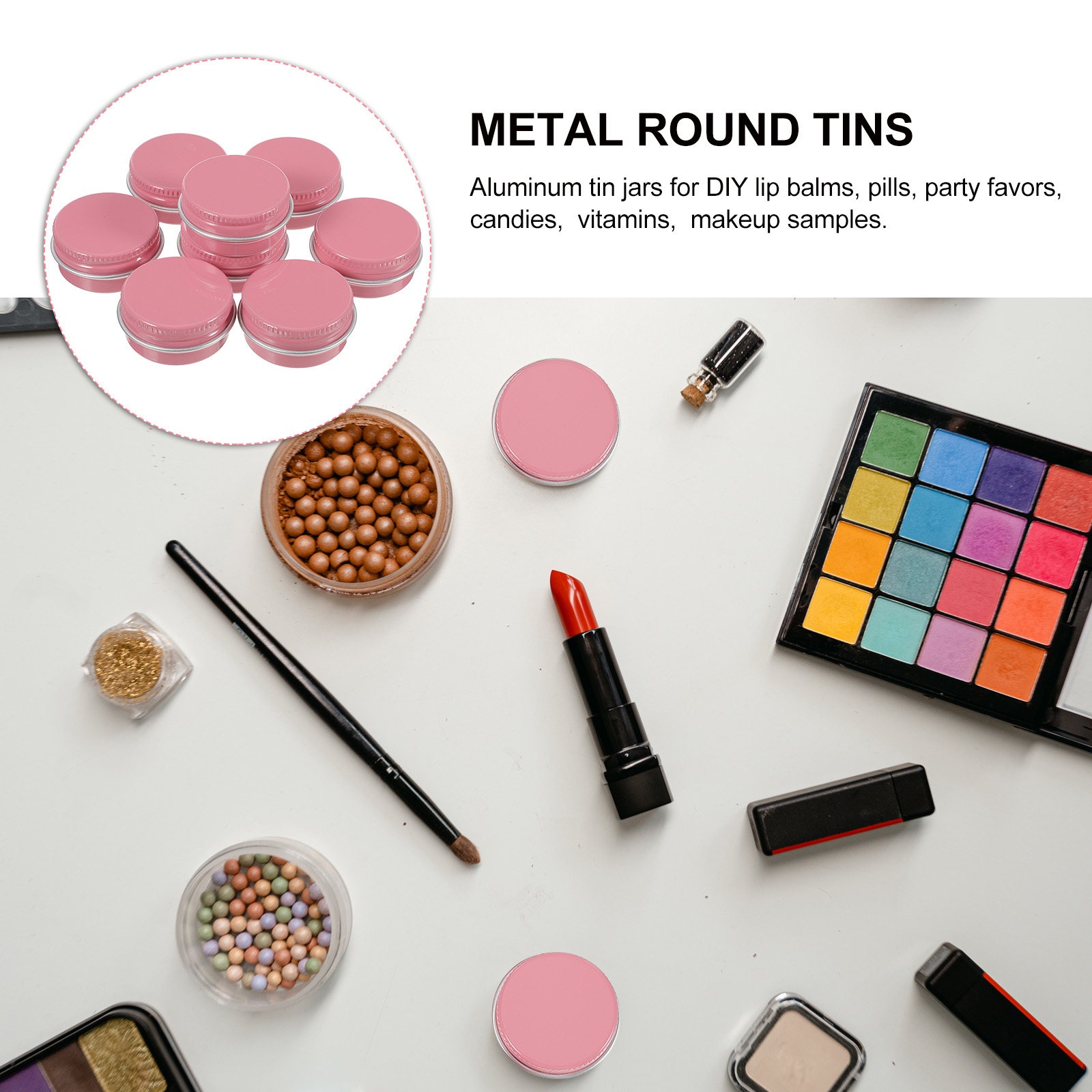 8Pcs Round Aluminum Tin Jars E - огляд і ціна Lip Balm