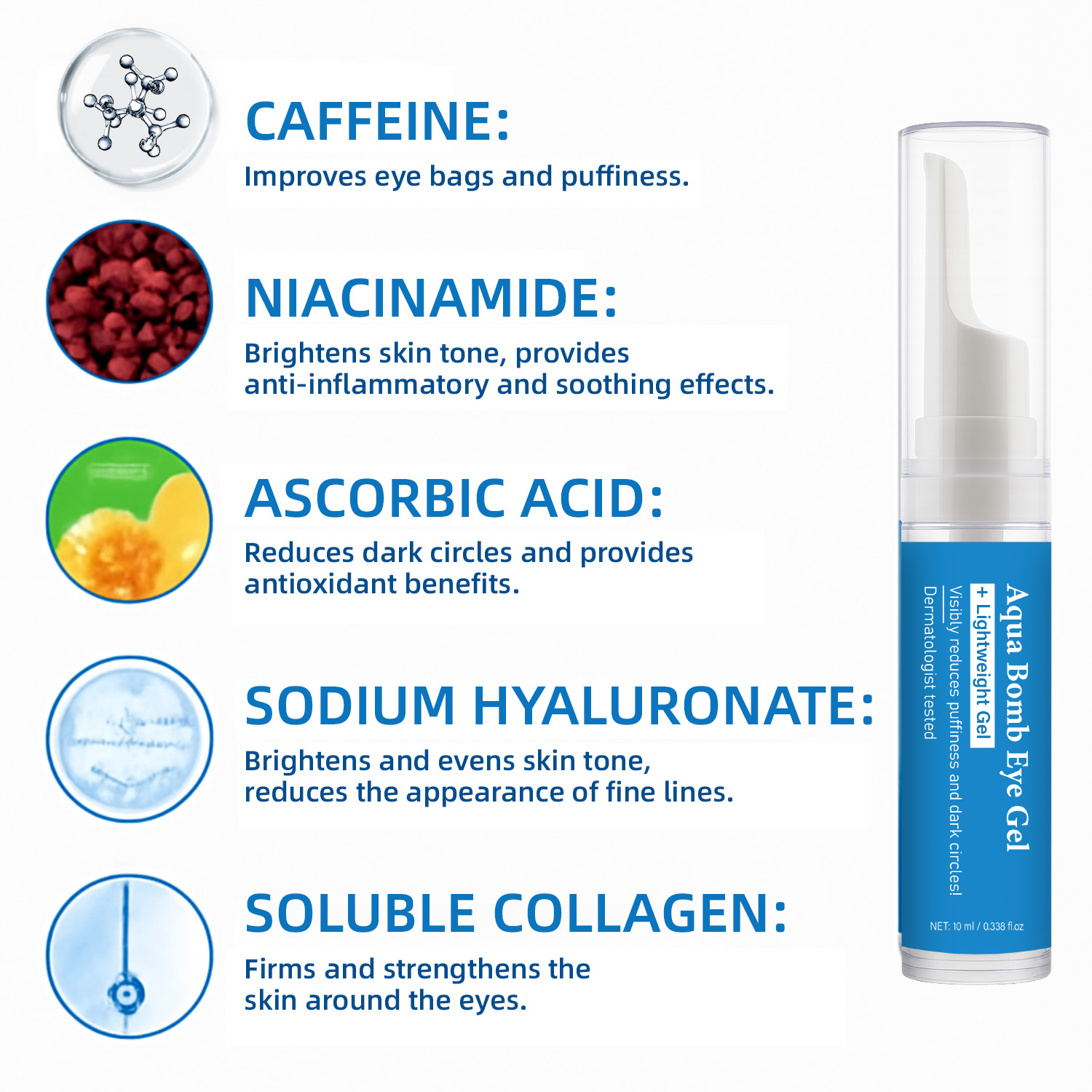 Aqua Cooling Eye Gel Caffeine  - огляд і ціна Vitamin C Serum